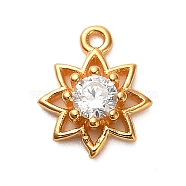 925 Sterling Silver Clear Cubic Zirconia 8-Pointed Star Charms, with 925 Stamp, Golden, 9.5x7.5x2mm, Hole: 1mm(STER-U009-06G-02)