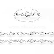 Tarnish Resistant 304 Stainless Steel Link Chains, Soldered, with Spool, Ring, Stainless Steel Color, Oval Link: 3.5x2x0.3mm, Ring: 9x4x1mm, about 16.4 Feet(5m)/roll(CHS-G014-09P)