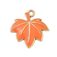 Thanksgiving Day Alloy Enamel Pendants, Golden, Leaf, 21.5x21x2.5mm, Hole: 2mm(FIND-Z064-03B)