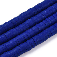 Handmade Polymer Clay Beads Strands, for DIY Jewelry Crafts Supplies, Heishi Beads, Disc/Flat Round, Dark Blue, 6x0.5~1mm, Hole: 1.8mm, about 290~320pcs/strand, 15.75 inch~16.14 inch(40~41cm)(CLAY-R089-6mm-112)