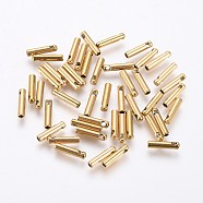 Ion Plating(IP) 304 Stainless Steel Cord Ends, End Caps, Column, Golden, 7x1.6mm, Hole: 0.8mm, Inner Diameter: 1mm(STAS-K190-01A-G)
