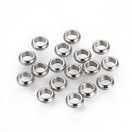201 Stainless Steel Spacer Beads, Donut, Stainless Steel Color, 4.5x1.7mm, Hole: 2.7mm(STAS-R071-34)