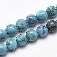 Natural Marble Beads Strands, Round, Dyed & Heated, Dark Turquoise, 6mm, Hole: 1mm, about 62pcs/strand, 15 inch(38cm)(X-G-K211-6mm-E)