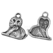 Alloy Charms, Lead Free and Cadmium Free, Lion, Antique Silver, 15x14x3mm, Hole: 1.5mm(PALLOY-EA9692Y-AS-RS)