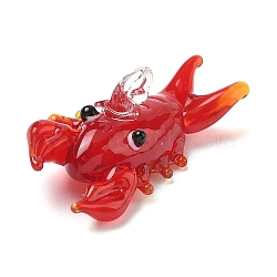 Glass Pendants, Lobster Charm, Red, 16x37x18.5mm, Hole: 5x4mm(GLAA-XCP0012-09)