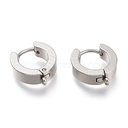 Tarnish Resistant 201 Stainless Steel Huggie Hoop Earrings Findings, with Vertical Loop, with 316 Surgical Stainless Steel Earring Pins, Ring, Stainless Steel Color, 15x13x4mm, Hole: 1.4mm, Pin: 1mm(X-STAS-A167-01B-P)