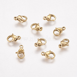 Ion Plating(IP) 304 Stainless Steel Lobster Claw Clasps, Parrot Trigger Clasps, Golden, 9x6x3mm(STAS-P185-9-G)