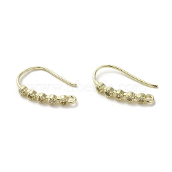 Brass Micro Pave Cubic Zirconia Earring Hooks, Long-Lasting Plated, Golden, 20x2.5mm, Hole: 1.2mm, Pin: 0.8mm(KK-C048-13I-G)