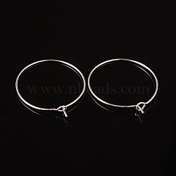 Silver Color Plated Brass Earring Hoops, Wine Glass Charm Rings, 20 Gauge, 25x0.8mm(X-EC067-2S)