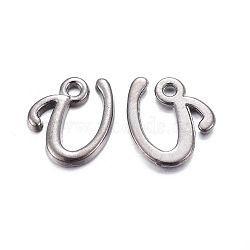 Gunmetal Plated Alloy Letter Pendants, Rack Plating, Letter.U, 12x11x2mm, Hole: 1.5mm(PALLOY-P097-03-U)