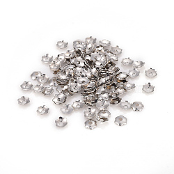 6-Petal Iron Bead Caps, Flower, Platinum, 3.5x0.1mm, Hole: 1mm(IFIN-F152-02P)