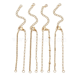 4Pcs 4 Styles 304 Stainless Steel Mixed Chain Bracelet Making, Golden, 5.79 inch(14.7cm), Hole: 2.5mm, 1pc/style(AJEW-JB01559)