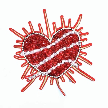 Heart Beading Sequin Rhinestone Costume Accessories, for Valentine's Day, Cerise, 161x146mm