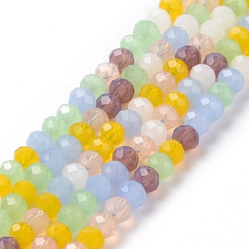 Glass Beads Strands, Faceted, Abacus, Gold, 4x4.5~5mm, Hole: 0.8~1mm, about 120pcs/strand, 16.93''(43cm)