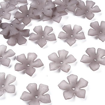 Transparent Acrylic Beads, Frosted, Flower, Rosy Brown, 25.5x26.5x4.5mm, Hole: 2mm, about 900pcs/500g