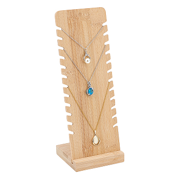 Detachable Rectangle Wooden Slant Back Necklace Display Stands, Jewelry Organizer Holder for Necklace Storage, Tan, Finished Product: 9.2x9.75x26.5cm, 2pcs/set