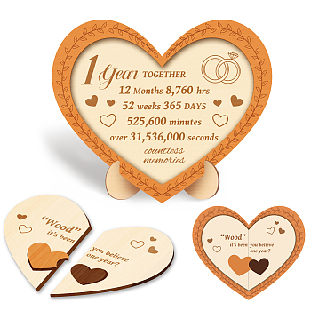 Wood Heart Shape Anniversary Commemorative Display Decorations, for Home Decoration, Heart, 200x240x6mm