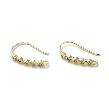 Brass Micro Pave Cubic Zirconia Earring Hooks, Long-Lasting Plated, Golden, 20x2.5mm, Hole: 1.2mm, Pin: 0.8mm