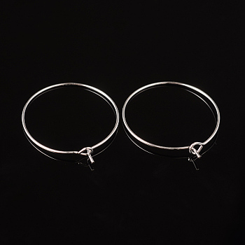 Silver Color Plated Brass Earring Hoops, Wine Glass Charm Rings, 20 Gauge, 25x0.8mm