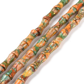 Natural Dolomite & Synthetic Imperial Jasper & Synthetic Opal Beads Strands, Dyed, Bamboo Stick, Sandy Brown, 12x5mm, Hole: 0.5mm, about 34pcs/strand, 15.94''(40.5cm)