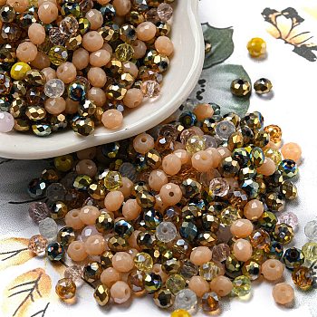 Transparent Glass Beads, Faceted, Rondelle, Sandy Brown, 4.5x4mm, Hole: 1mm, about 2000pcs/set