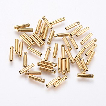 Ion Plating(IP) 304 Stainless Steel Cord Ends, End Caps, Column, Golden, 7x1.6mm, Hole: 0.8mm, Inner Diameter: 1mm