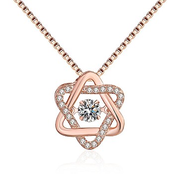 Rhinestone Pendants, with Brass Findings, Star of David, Clear, Rose Gold