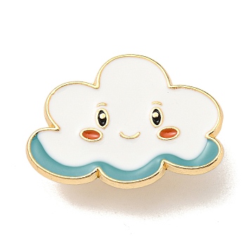 Weather Theme Enamel Pins, Golden Plated Alloy Badge for Backpack Clothes, Smiling Face, 20x28.5x2mm