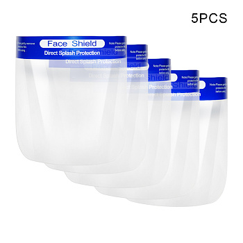 Adjustable Safety Face Shield, Full Protection Cap Wide Visor, Transparent Resistant Spitting Anti Fog Anti-splash Lens, Clear, 23x32cm, 5pcs/bag