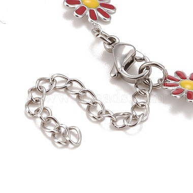 Enamel Daisy Link Chain Necklace(NJEW-P220-01P-02)-4