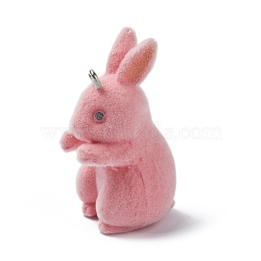 Platinum Hot Pink Rabbit Iron+Resin Pendants