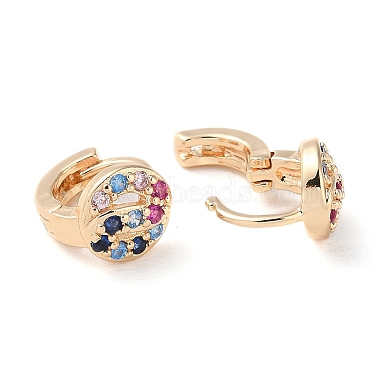 Rack Plating Brass Micro Pave Colorful Cubic Zirconia Hoop Earrings for Women(EJEW-P238-03KCG)-2