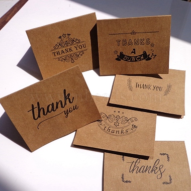 6 pièces de cartes de vœux de remerciement rectangulaires en papier kraft(HULI-PW0002-140A)-2