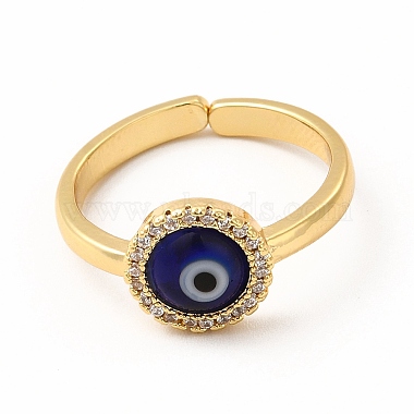 Lampwork Evil Eye Open Cuff Ring with Clear Cubic Zirconia(RJEW-L104-01G-02)-2