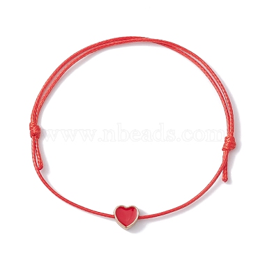 2шт. 2 набор браслетов из цветного сплава с эмалью и плетеными бусинами в форме сердца(BJEW-JB09740)-3