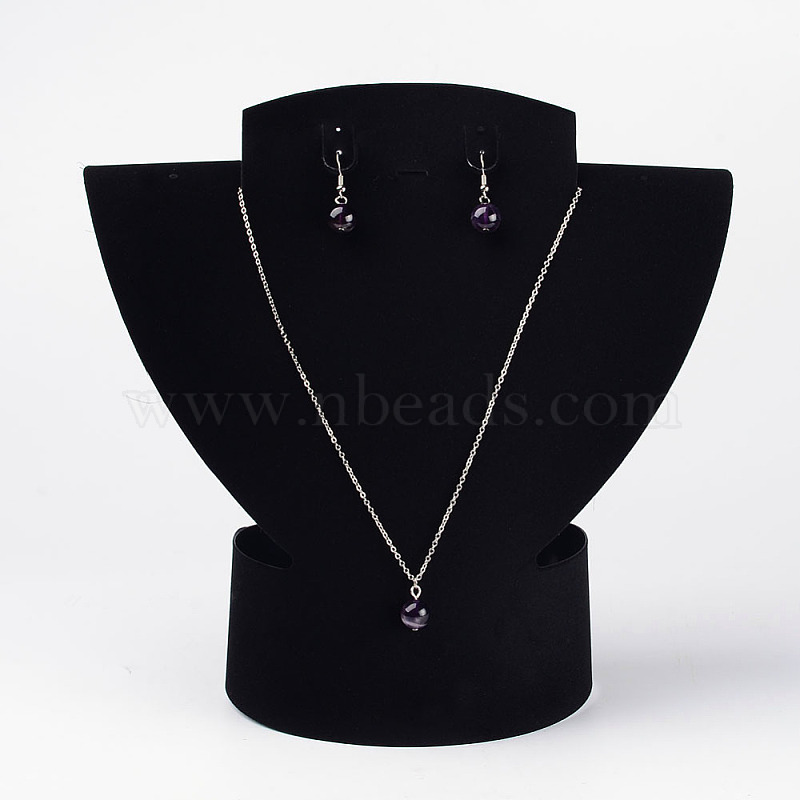 Lots 4 Black Velvet Necklace Bust Display Pendant Jewelry Stands Holder 