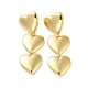 Long-Lasting Plated Brass Triple Heart Long Dangle Stud Earrings for Women(EJEW-K093-28G)-1