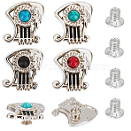 16 Sets 4 Colors Alloy Coin Screwback Rivets, with Plastic Imitation Turquoise, for Clothes Bag Shoes Leather Craft, Antique Silver, Harp, 20x18x6mm, Hole: 3mm(FIND-CP0002-65A)