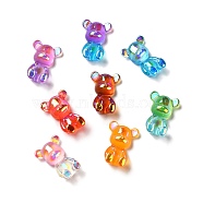 Transparent Resin Cabochons, AB Color Plated, Two Tone, 3D Bear, Mixed Color, 28x19x11.5mm(CRES-M014-12)