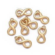 304 Stainless Steel Charms, with Jump Ring, Infinity, Golden, 20.5x10.5x2mm, Hole: 4mm(X-STAS-L218-17G)