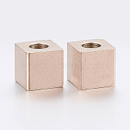 Ion Plating(IP) 304 Stainless Steel Beads, Cube, Rose Gold, 6x6x6mm, Hole: 3mm(STAS-H452-02RG)