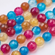 Natural Agate Beads Strands, Faceted, Dyed, Round, Mixed Color, 6mm, Hole: 1mm, about 62pcs/strand, 15 inch(G-G580-6mm-18A)