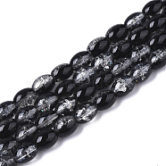 Transparent Crackle Glass Beads Strands, Oval, Black, 8x5.5~6mm, Hole: 1mm, about 100pcs/strand, 31.4 inch(X-DGLA-S085-6x8-39)
