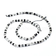 Natural Tourmalinated Quartz/Black Rutilated Quartz Beads Strands, Faceted, Rondelle, 3.5~4x2~2.5mm, Hole: 0.7mm, about 43pcs/strand, 15.5 inch(39.5cm)(G-F632-22E)