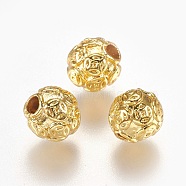 Alloy Beads, Long-Lasting Plated, Rondelle with Copper Coins, Real 18K Gold Plated, 8mm, Hole: 2.5mm(PALLOY-P173-01G)