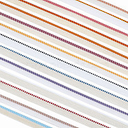 AHADERMAKER 14M 14 Styles Flat Polyester & Cotton Book Headbands, with Knitted Strip, for Book Binding Decorations, Mixed Color, 13~16x1mm, 1m/style(OCOR-GA0001-49)