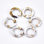 Acrylic Linking Rings, Quick Link Connectors, For Jewelry Chains Making, Imitation Gemstone Style, Octagon, Floral White, 25.5x25.5x5.5mm, Hole: 16x16mm, about: 250pcs/500g(OACR-S021-26B)