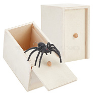 Spider Prank Box, Wooden Fun Surprise Happy Box, Gags Practical Joke Scare Toys Novelty Halloween Gifts for Friends, BurlyWood, 92x58x64mm(AJEW-WH0317-54)