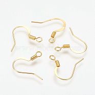 Brass French Earring Hooks, with Horizontal Loop, Flat Earring Hooks, Nickel Free, Golden, 17mm, Hole: 2mm(X-KK-Q366-G-NF)