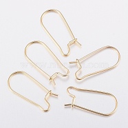 304 Stainless Steel Hoop Earrings Findings Kidney Ear Wires, Real 18k Gold Plated, 20x9x0.8mm(A-STAS-H436-03)